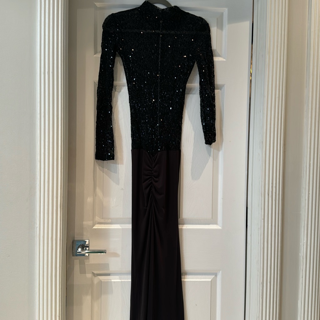 Lux Diamond Sequin Black Maxi Dress Zip In The Back